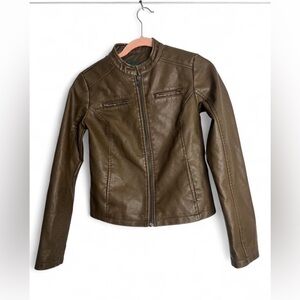 Wild Fable brown leather jacket Size XXS #leatherjacket #biker